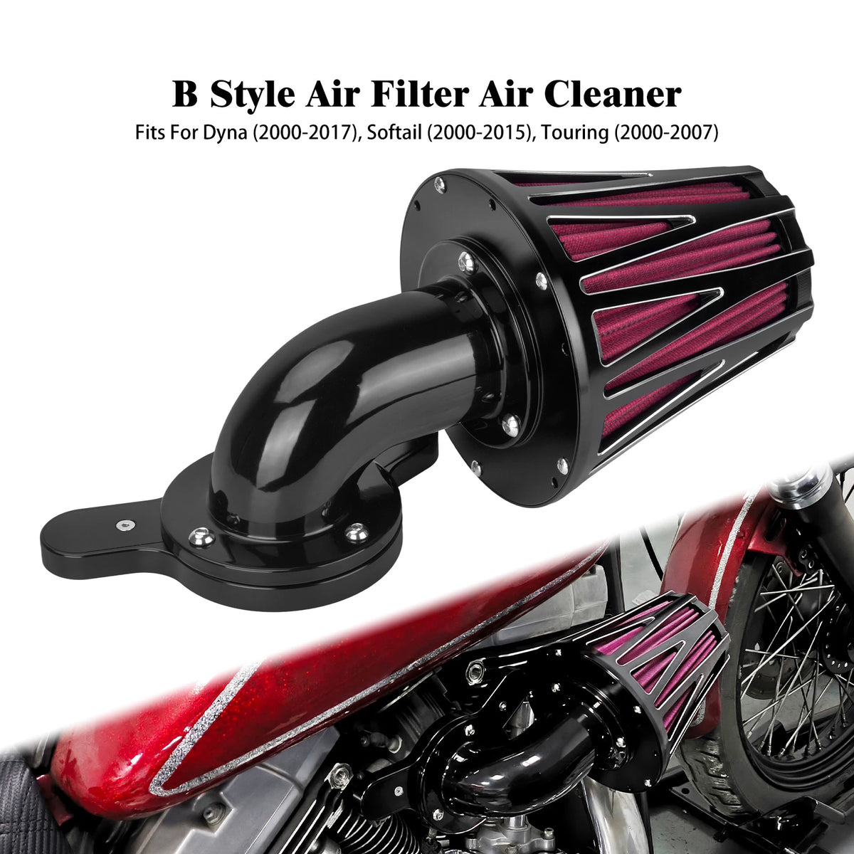 Filtre à air CNC gris et rouge pour moteur Harley-Davidson - vue 9