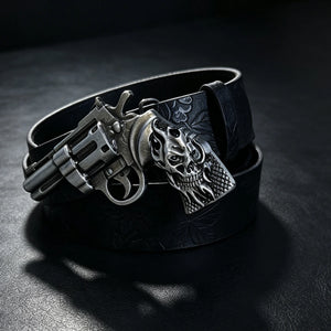 Ceinture gothique noire à boucle lion araignée et serpent - vue 6