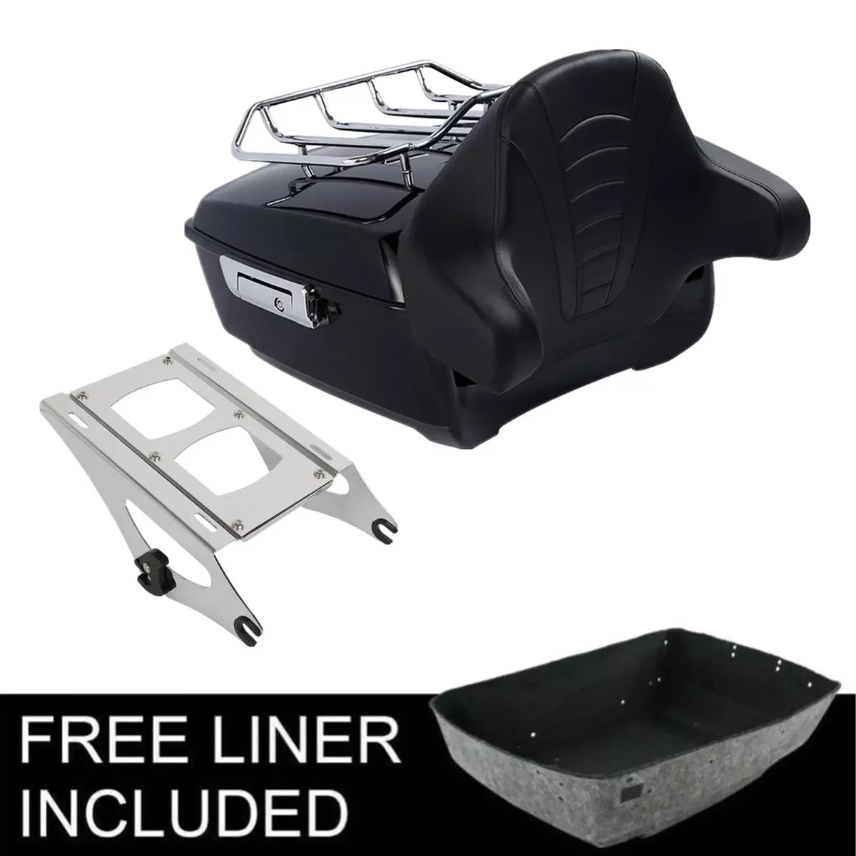 Malle top case noire avec dossier passager enveloppant sur une Harley-Davidson Touring - vue 5