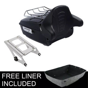Malle top case noire avec dossier passager enveloppant sur une Harley-Davidson Touring - vue 5