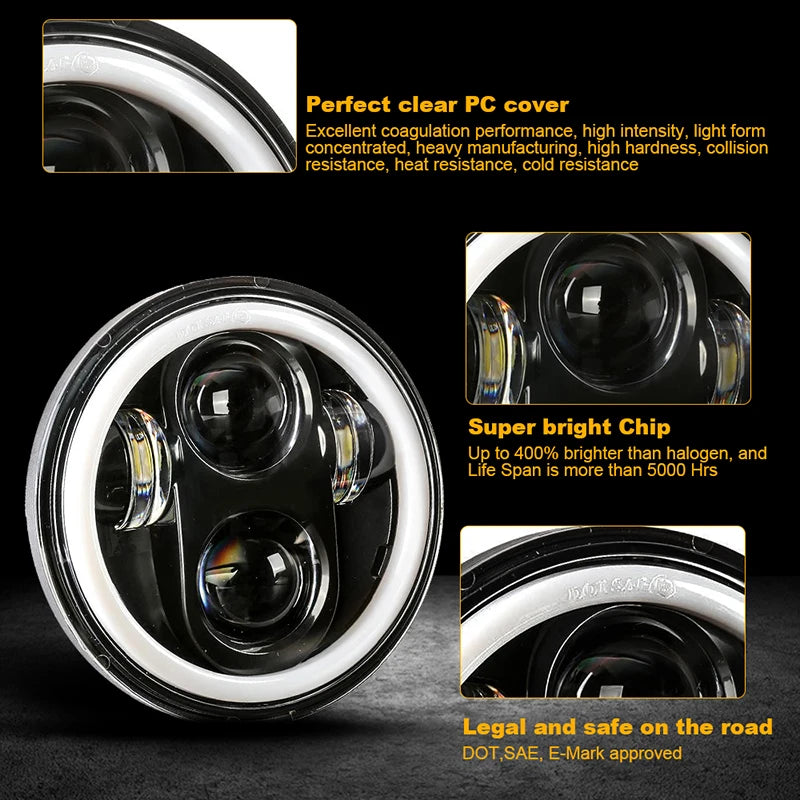 Phare LED 5 3/4 pouces pour Harley Dyna - vue 4