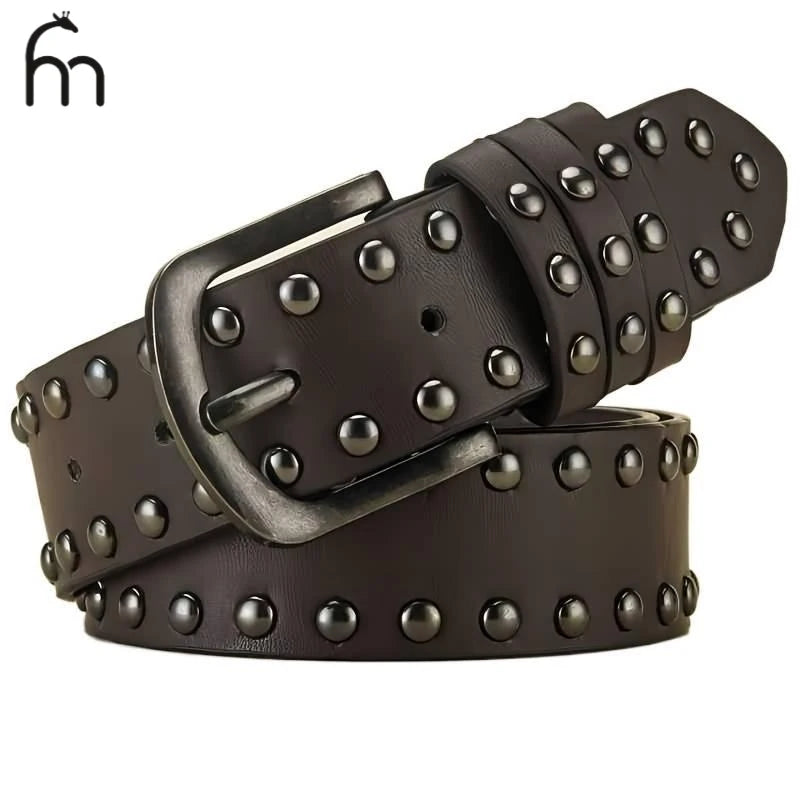 Ceinture noire simili cuir cloutée style punk Y2K - vue 4