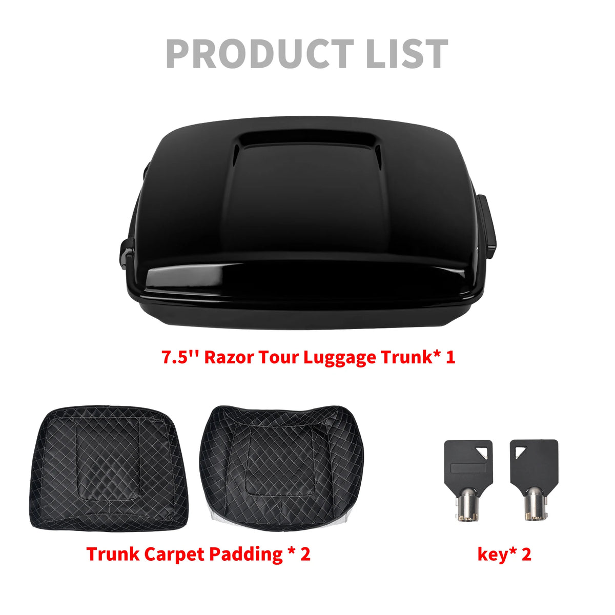 Top Case Chopped/Razor/King 7,5 / 10,7 / 13,7 pouces - Harley-Davidson Touring Road, Street, Electra Glide, FLHR 2014-2025 – photo 7/12