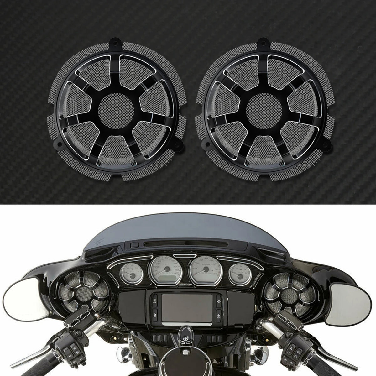 Grilles de haut-parleurs avant 6'' en aluminium (lot de 2) - Harley Touring Electra Glide, Street Glide, Tri Glide 2014-2023 – photo 11/12