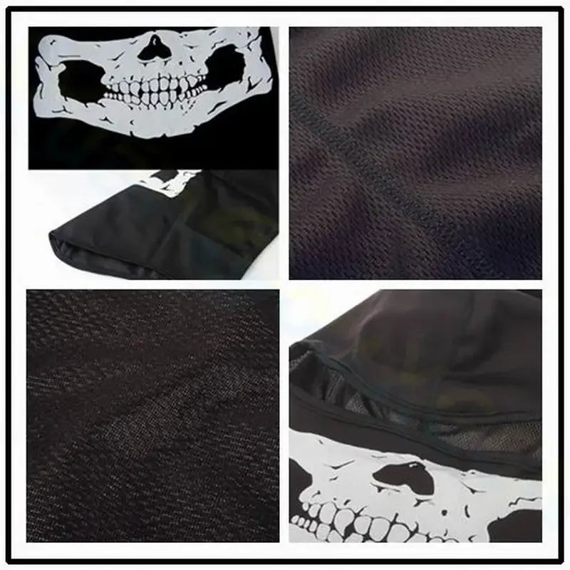 Cagoule intégrale tête de mort portée en sous-casque de moto - vue 3