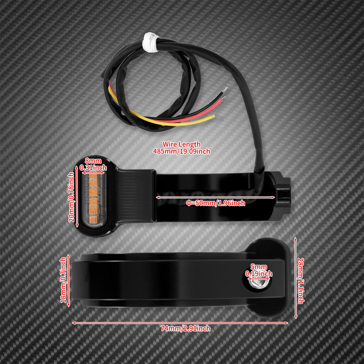 Feu LED ambre monté sur le cache de fourche d'une Harley Sportster Nightster - vue 6