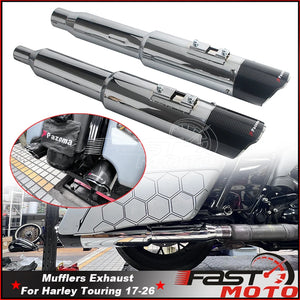 Silencieux d'échappement bagger 4,5" carbone slash cut pour Harley Touring M8 2017-2026 - vue 1