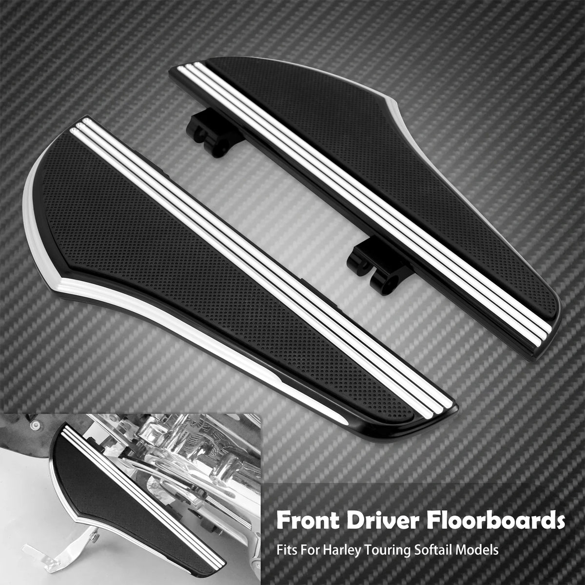 Repose-pieds conducteur antidérapants (Floorboards avant) - Harley-Davidson Softail, Touring, Dyna 1986 et plus – photo 7/8
