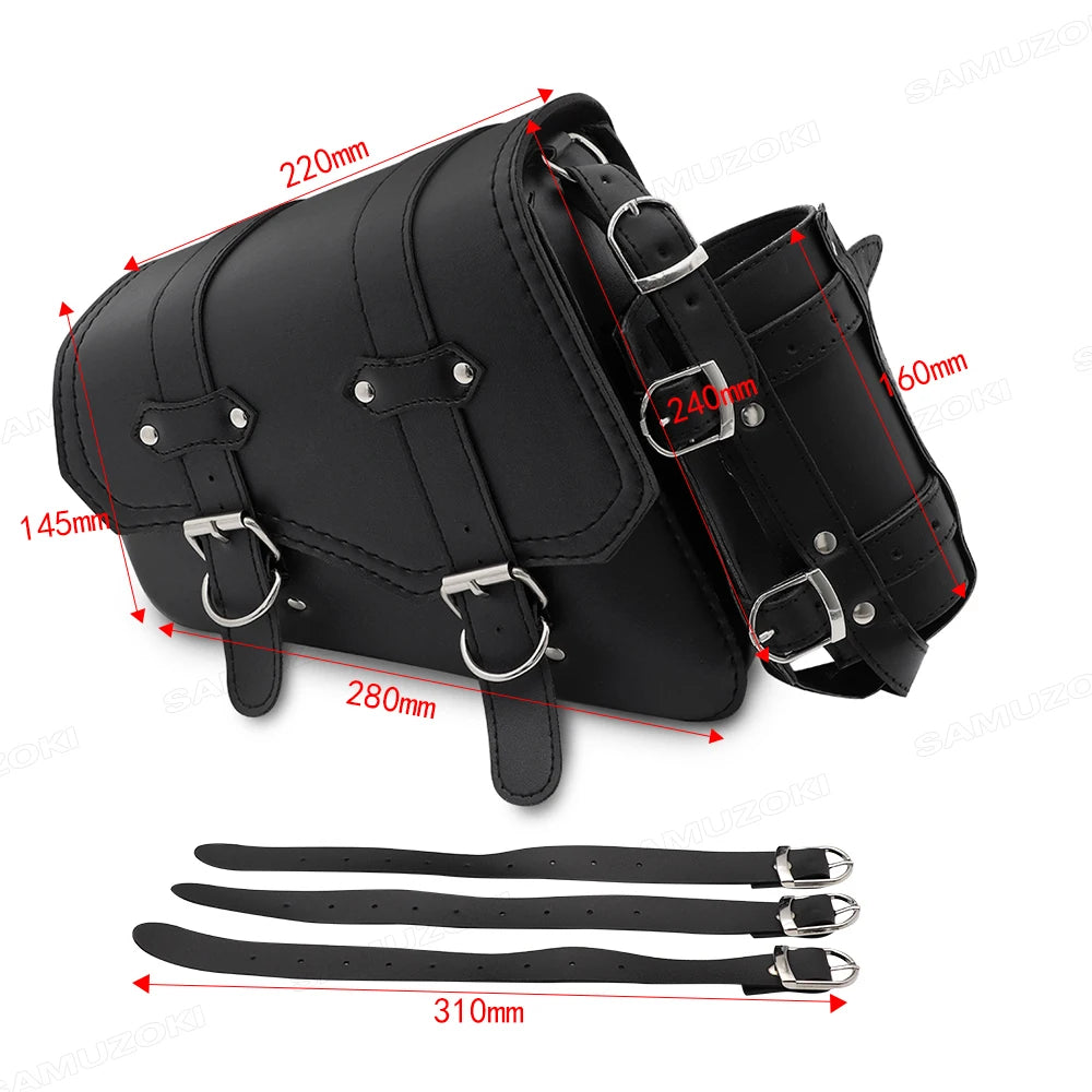 Sacoche latérale en cuir noir fixée sur le côté d'une Harley-Davidson Sportster - vue 8