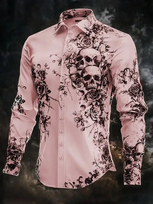 Chemise noire manches longues imprimé tête de mort - vue 10