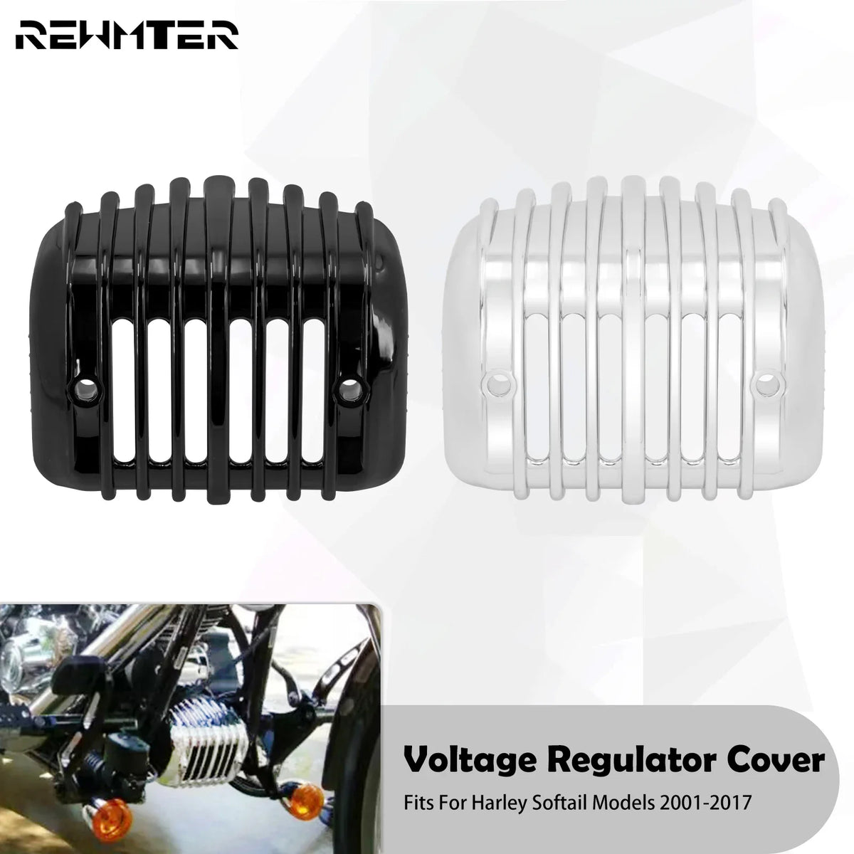 Cache chromé de régulateur de tension pour Harley Softail - vue 1