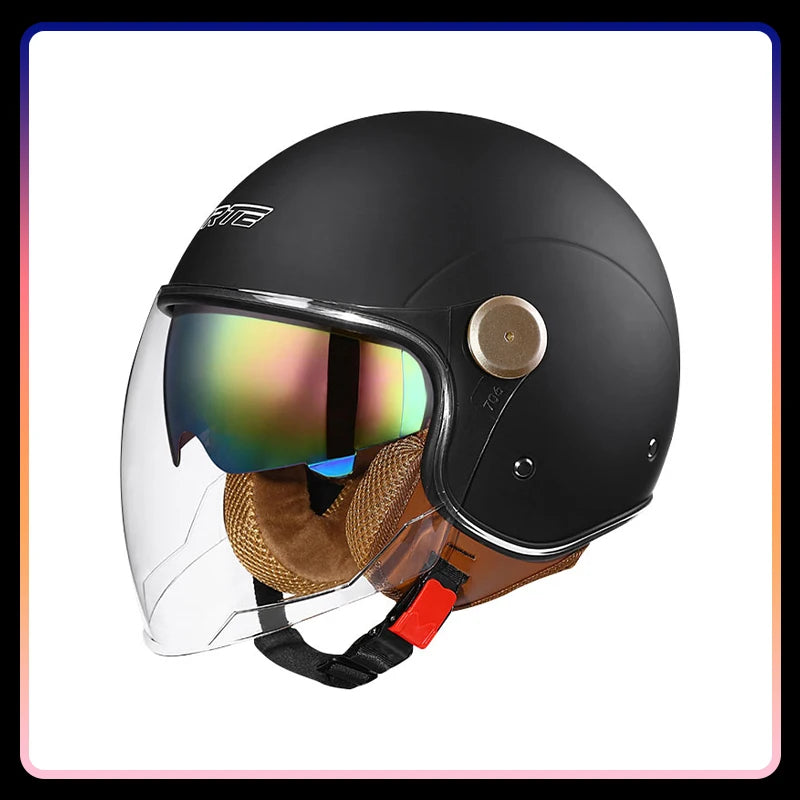 Casque moto jet rétro ouvert, vue de profil - vue 10