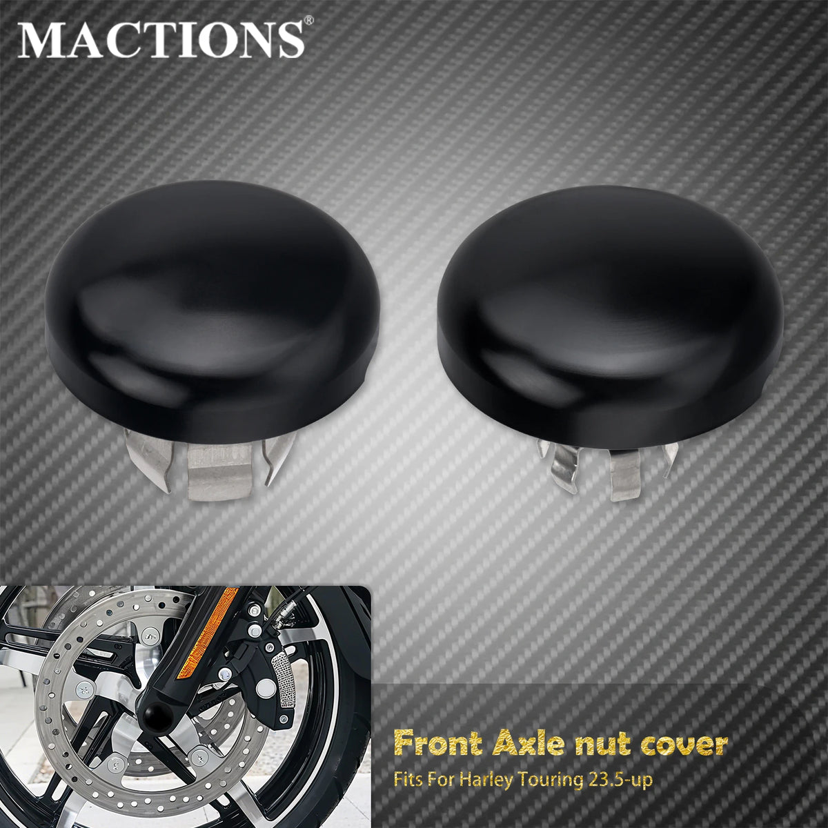 Caches d'Écrou d'Axe Avant - Harley-Davidson Touring CVO FLHXSE/FLTRXSE 2023 et plus, FLHX/FLTRX 2024 et plus, FLHXU – photo 1/7