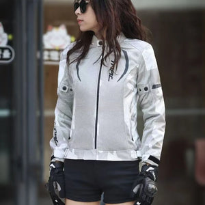 Blouson moto femme noir en tissu maillé - vue de face - vue 6