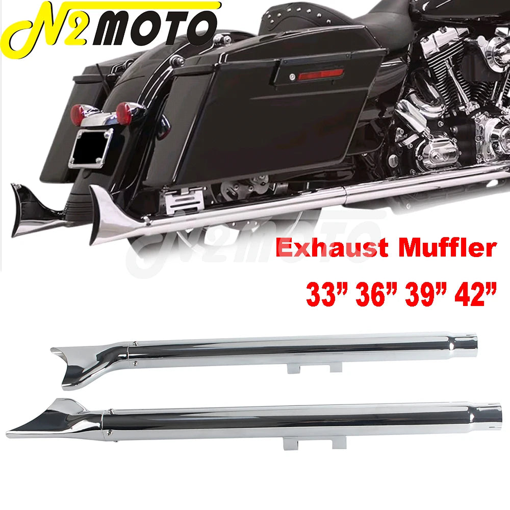 Paire de silencieux d'échappement fishtail chromés pour Harley-Davidson Softail - vue 1