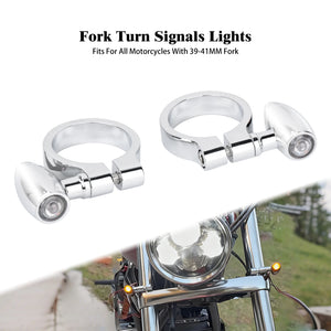 Paire de clignotants LED à collier de fourche pour moto - vue 7