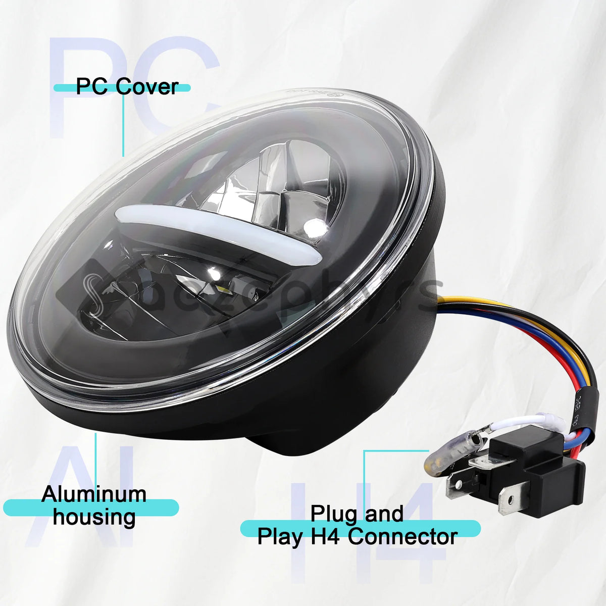 Phare LED 5,75 pouces pour Harley Sportster Dyna Softail - vue 5