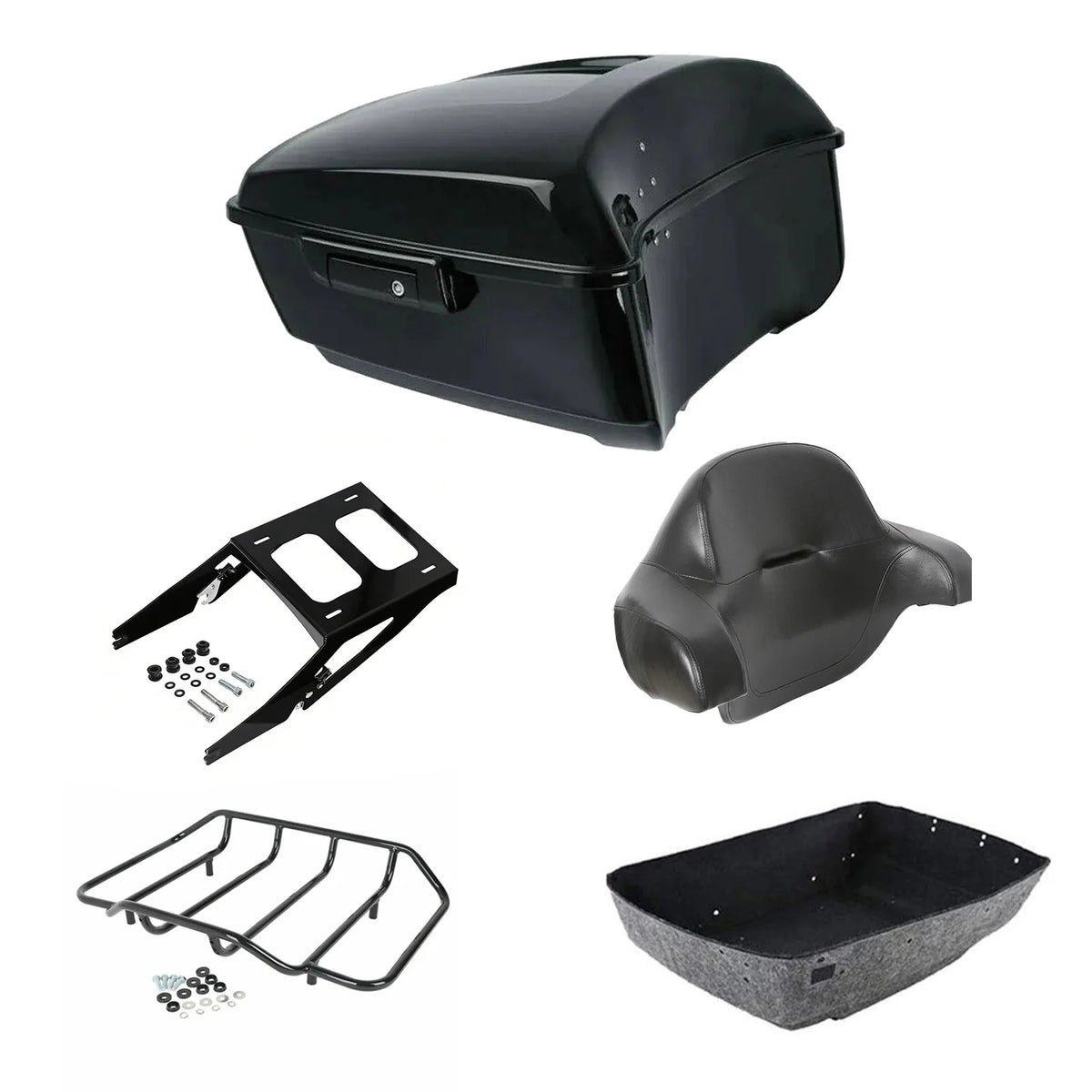 Top case ABS étanche avec dossier et porte-bagages pour Harley Low Rider ST, Sport Glide - vue 7