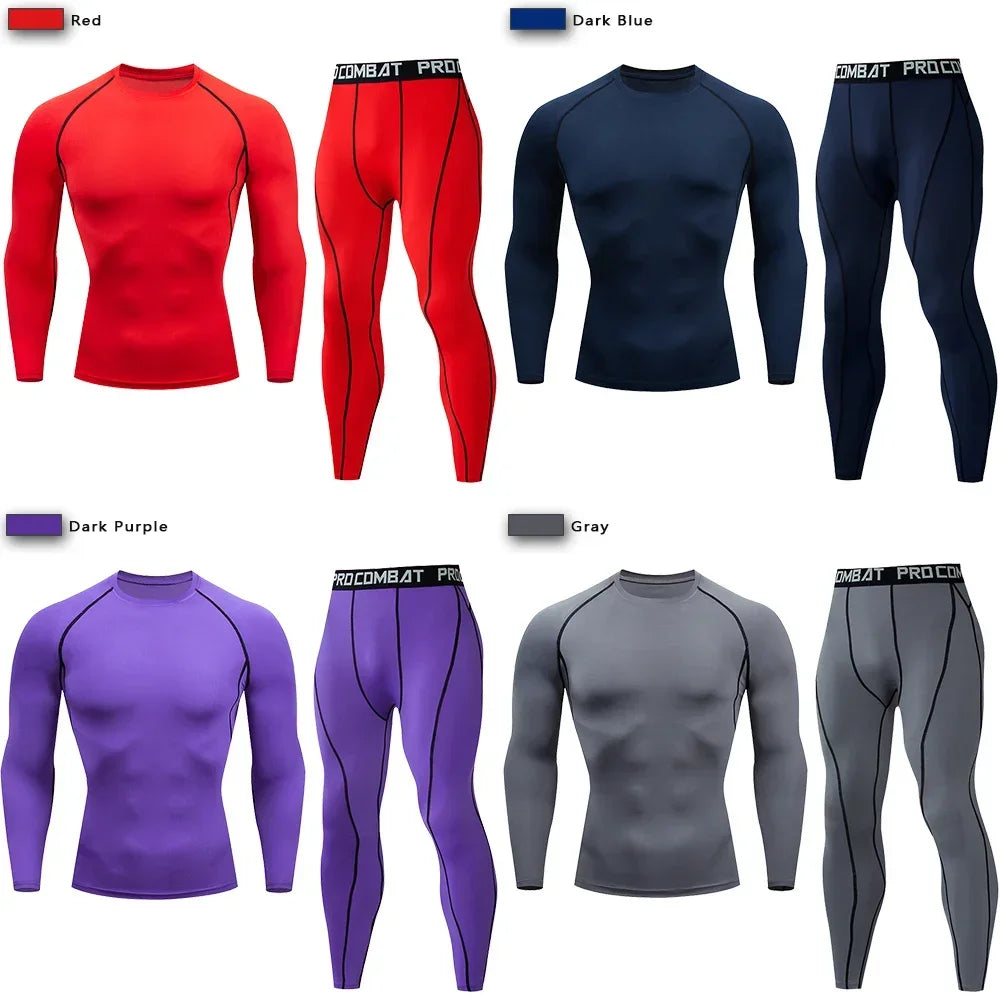 Ensemble de compression homme 2 pièces - T-shirt et legging sport