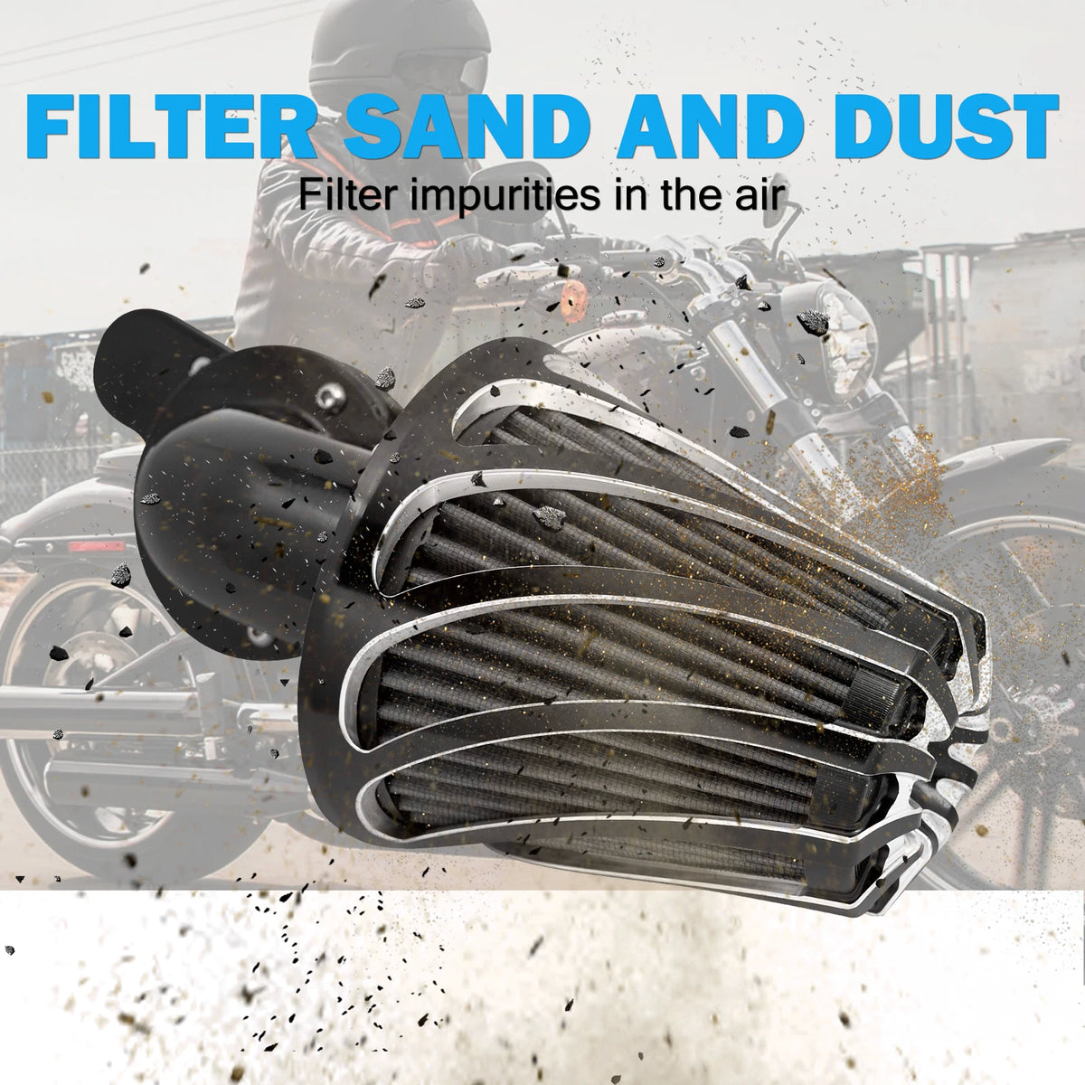 Kit filtre à air conique noir pour Harley Sportster Dyna Softail Touring - vue 1