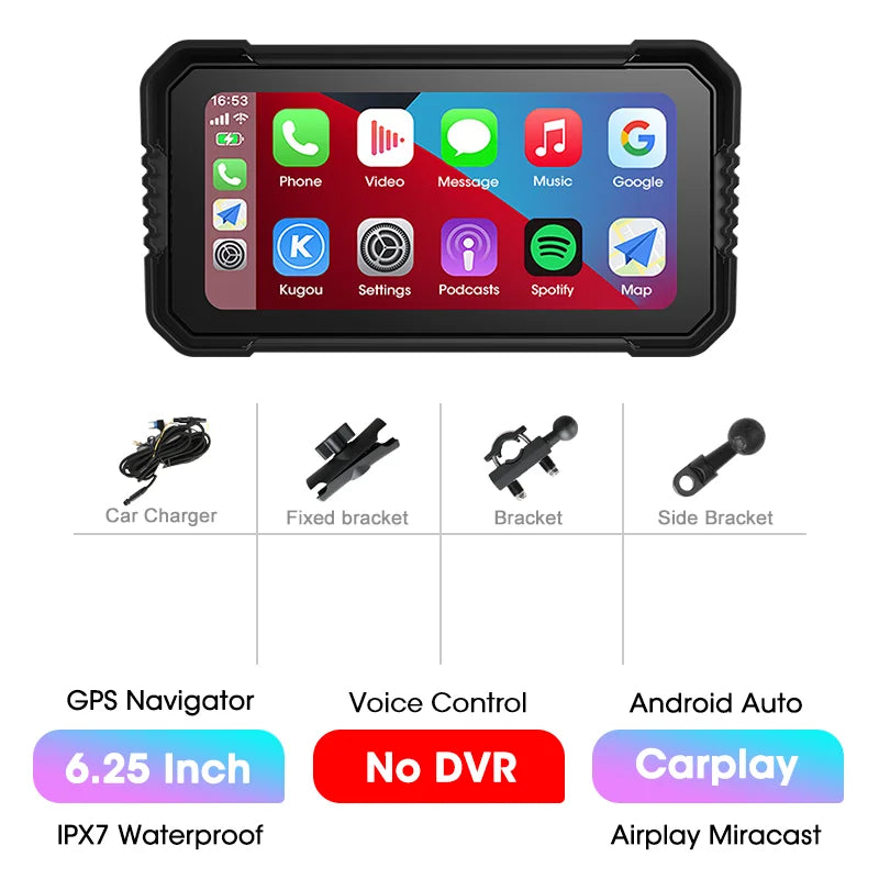 Écran GPS moto Jansite CarPlay & Android Auto 5/6,25 pouces avec DVR intégré – étanche IP67 - vue 7