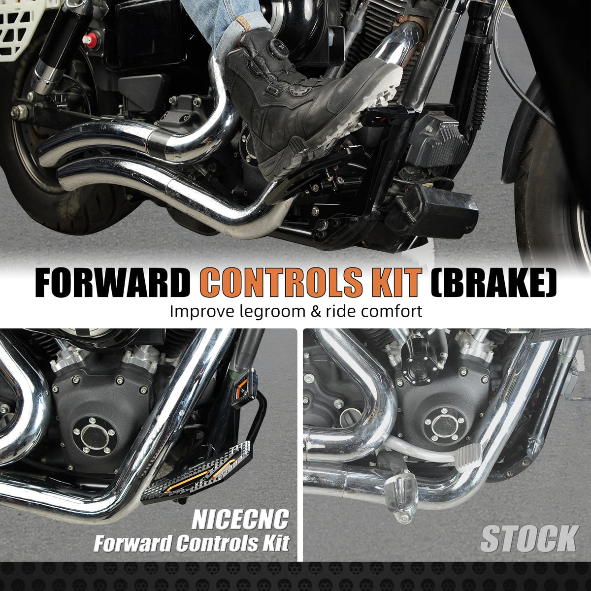 Kit commandes avancées NICECNC avec repose-pieds, frein et sélecteur pour Harley-Davidson Dyna 2000-2017 – photo 2/9