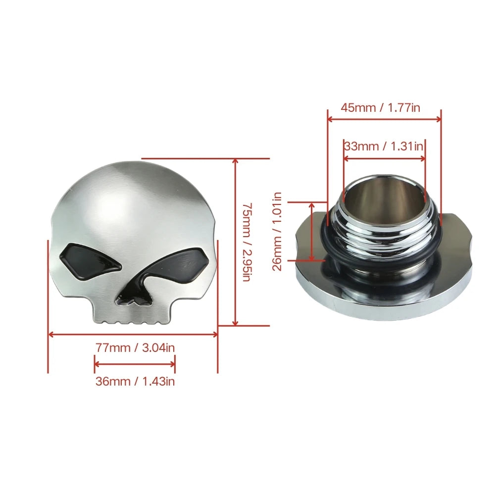 Bouchon de réservoir en aluminium motif tête de mort sur une moto Harley-Davidson - vue 6