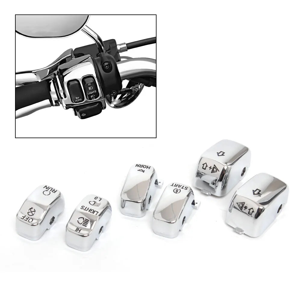 Caches de commodo chromés pour Harley Sportster Dyna - vue 1
