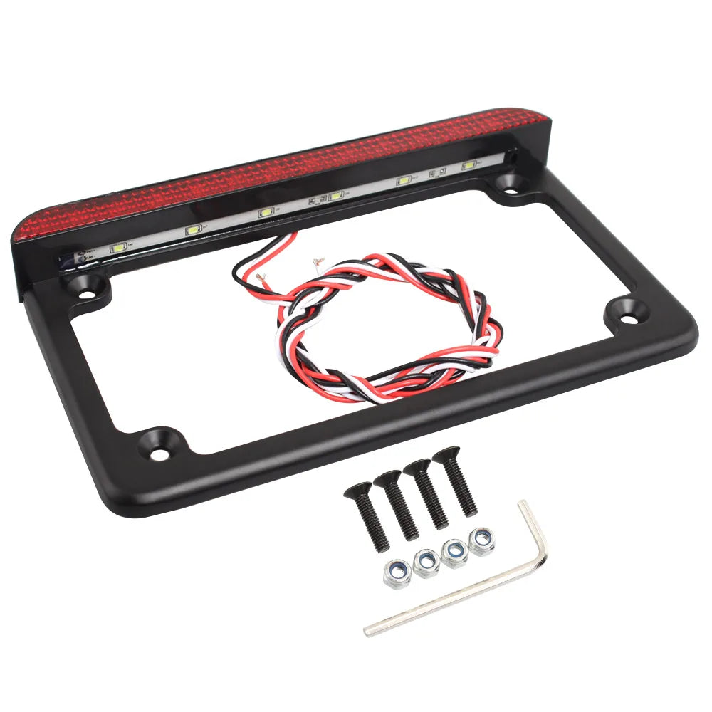 Cadre de plaque d'immatriculation noir avec clignotants LED intégrés, universel moto - vue 5