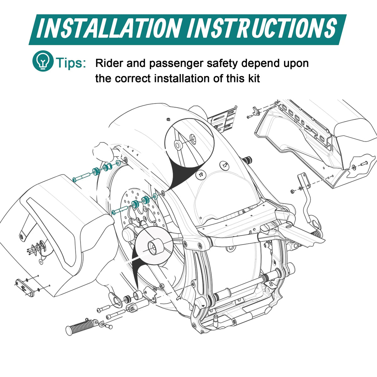 Kit de Fixation Rapide (Docking) pour Sacoches et Sissy Bar Détachables - Harley-Davidson Softail Breakout 2013-2017 et FXSE 2016-2017 – photo 3/6