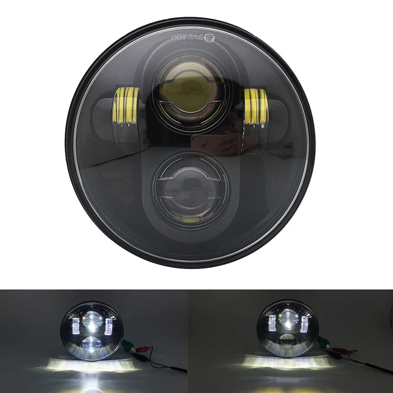 Phare LED noir 5,75 pouces avec feu de jour 40W pour Harley Sportster 883 et XL883 - vue 24