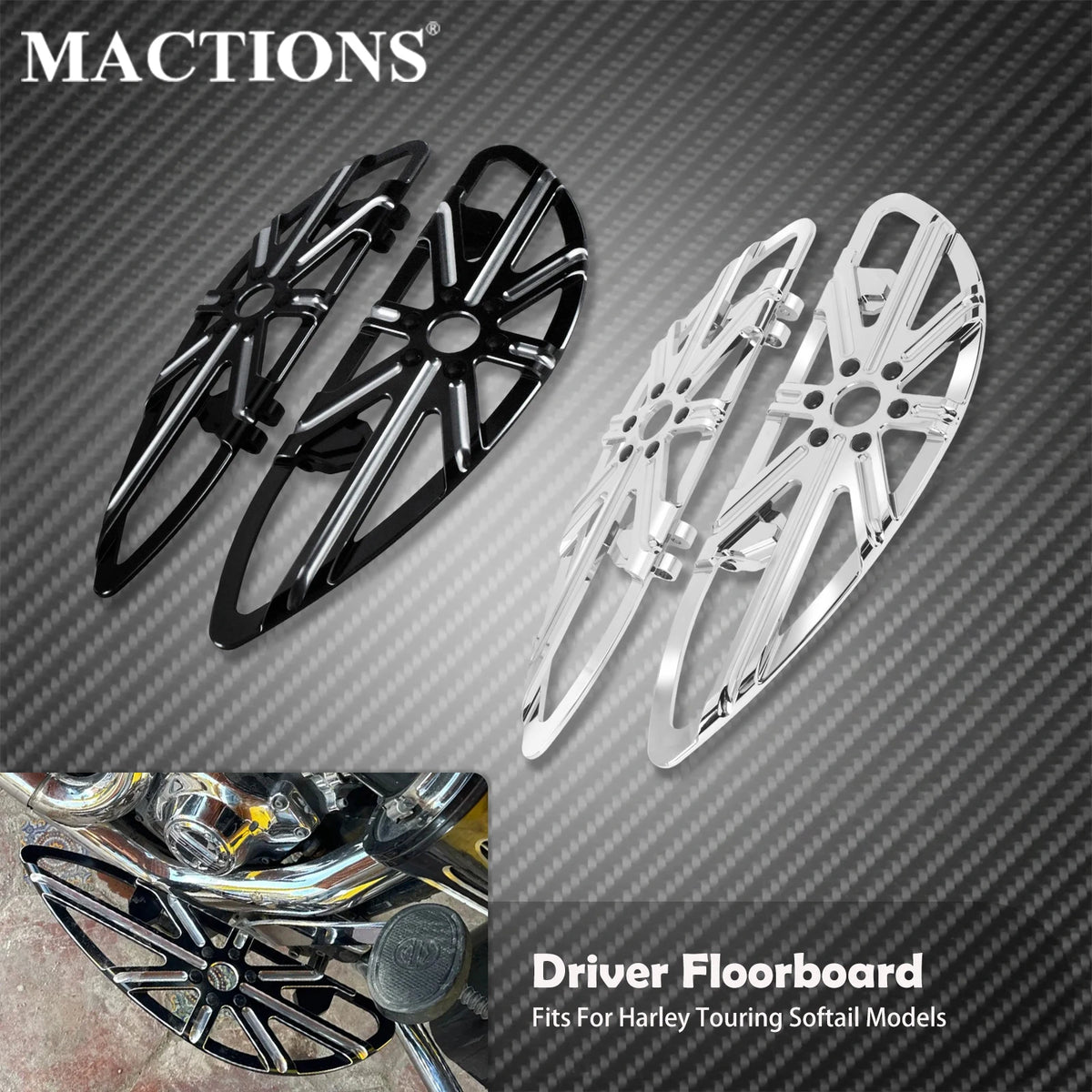 Repose-Pieds Avant Conducteur CNC (Floorboard) - Harley-Davidson Dyna, Touring & Softail – photo 1/8