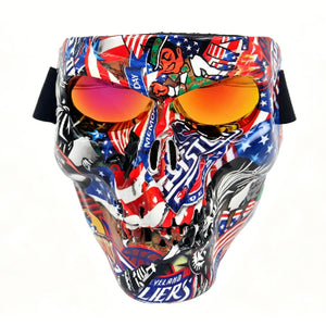 Masque tête de mort avec lunettes de protection intégrées pour moto - vue 1