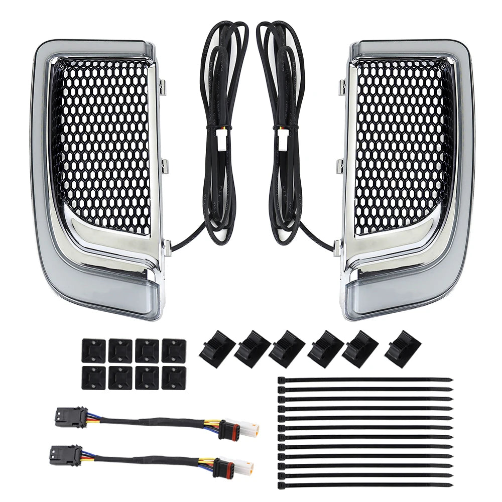 Grille de carénage bas argentée avec LED intégrée sur une Harley-Davidson Touring - vue 6