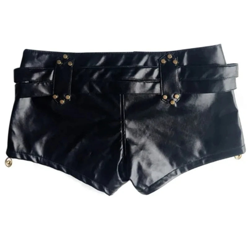 Short simili cuir noir taille basse style rétro Y2K - vue 5
