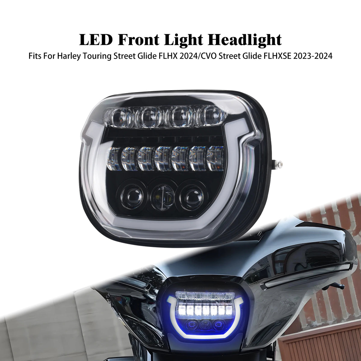 Phare LED avant noir sur Harley Street Glide CVO - vue 1