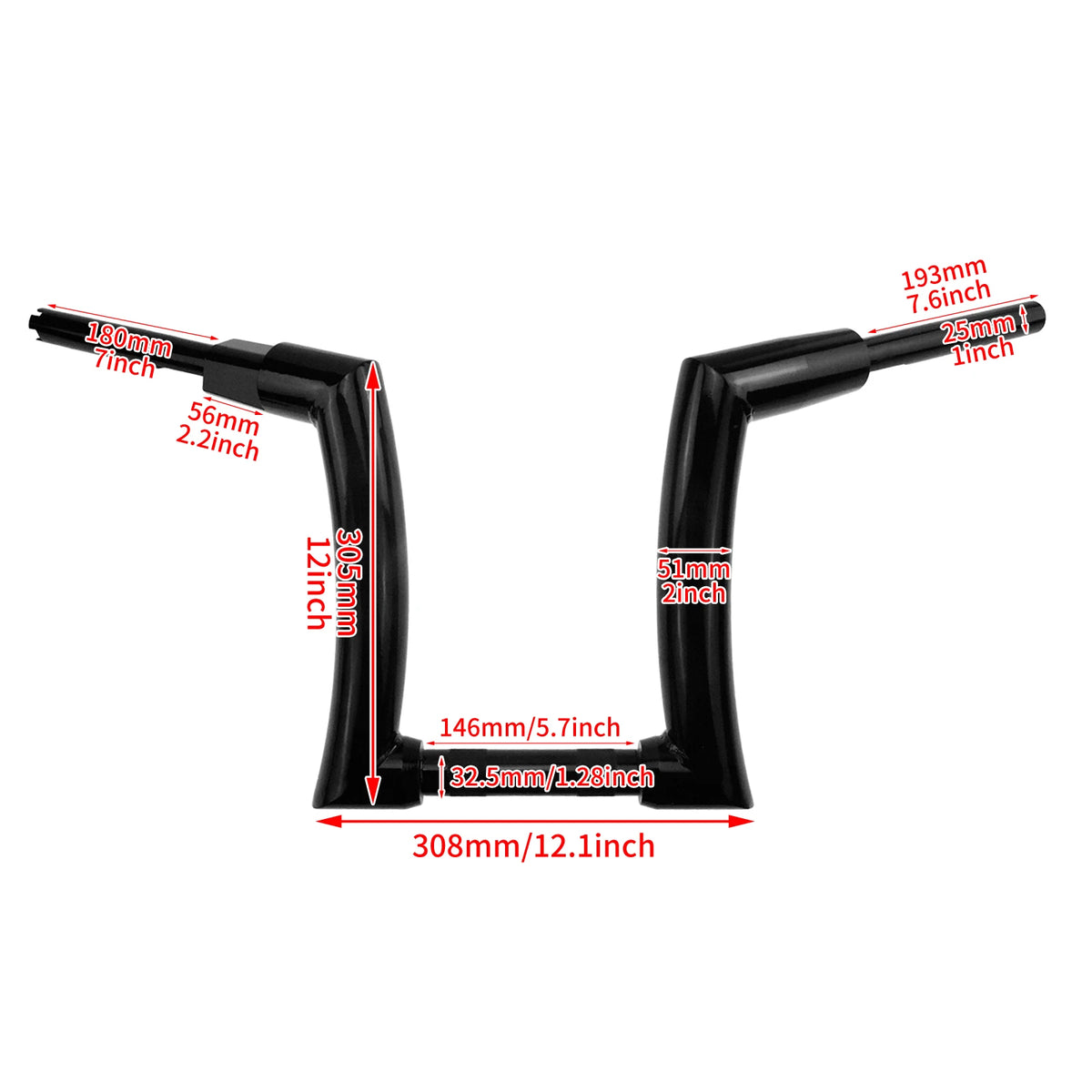 Guidon ape hanger fat bar pour Harley Softail, Dyna, Sportster et Touring - vue 5
