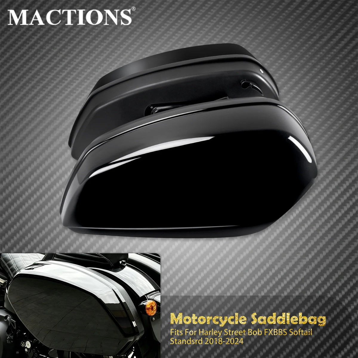 Sacoches Rigides avec Kit d'Attache - Harley-Davidson Softail Low Rider, Low Rider S, Low Rider ST, Street Bob 2018-2024 – photo 1/8