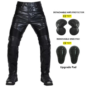 Pantalon Moto Cross Homme Cuir PU Protections CE Genoux Hanches - vue 9