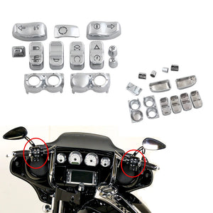 Capuchons de boutons de commodo chromés pour Harley Touring - vue 1