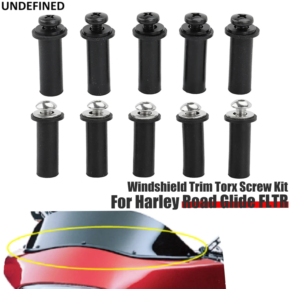 Kit de vis et écrous chromés pour pare-brise Harley - vue 1