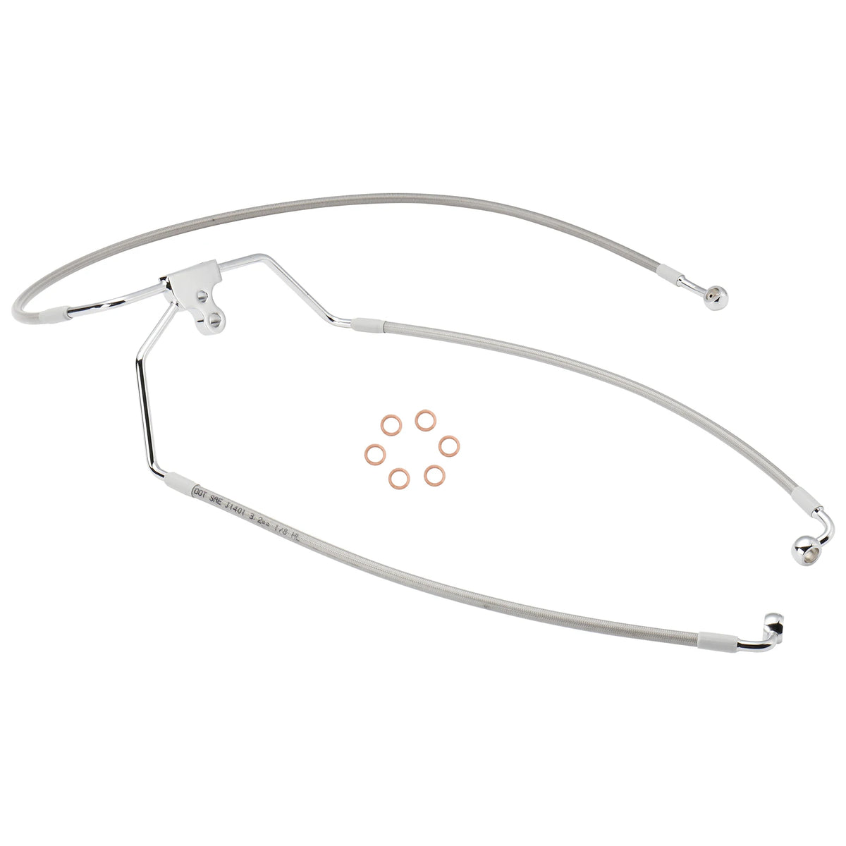 Durite de Frein Double Disque Tressée Inox pour Guidon 10 pouces - Harley-Davidson Touring 1996-2013 sans ABS – photo 1/8
