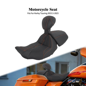 Selle biplace noire avec dossier pour Harley-Davidson Touring - vue 9