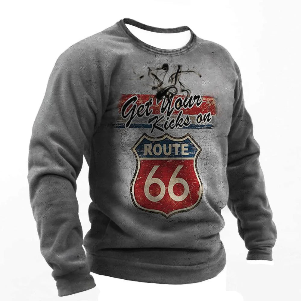 T-shirt Manches Longues Homme Imprimé Route 66 Biker - vue 11
