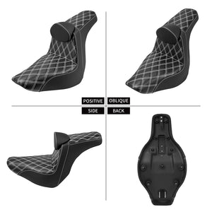 Selle biplace avec dossier pour moto Harley-Davidson Softail Low Rider - vue 4