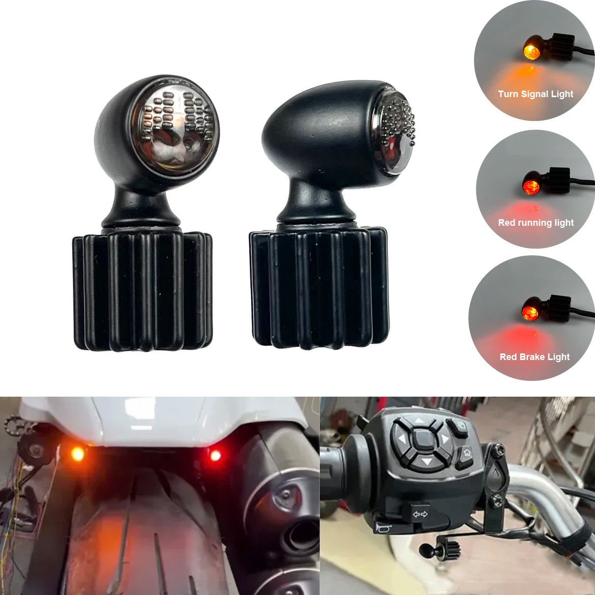 Petit clignotant LED noir format compact pour moto et dirt bike - vue 1