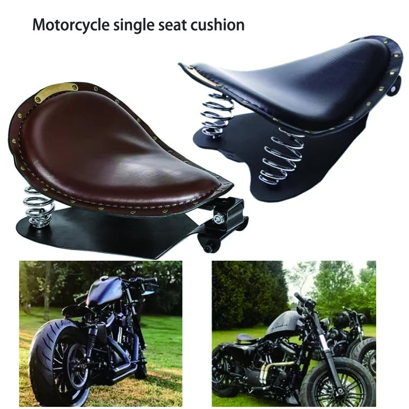 Selle solo cuir rétro universelle pour moto chopper/bobber - Harley Iron 883, Sportster, Softail