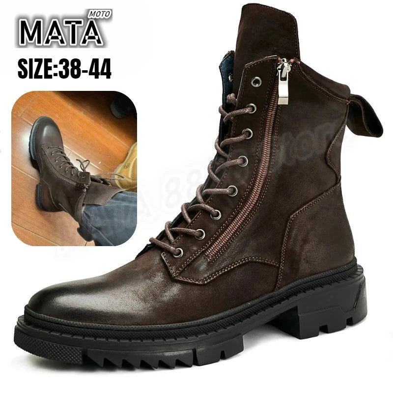 Bottes cuir rétro style motard - vue 1
