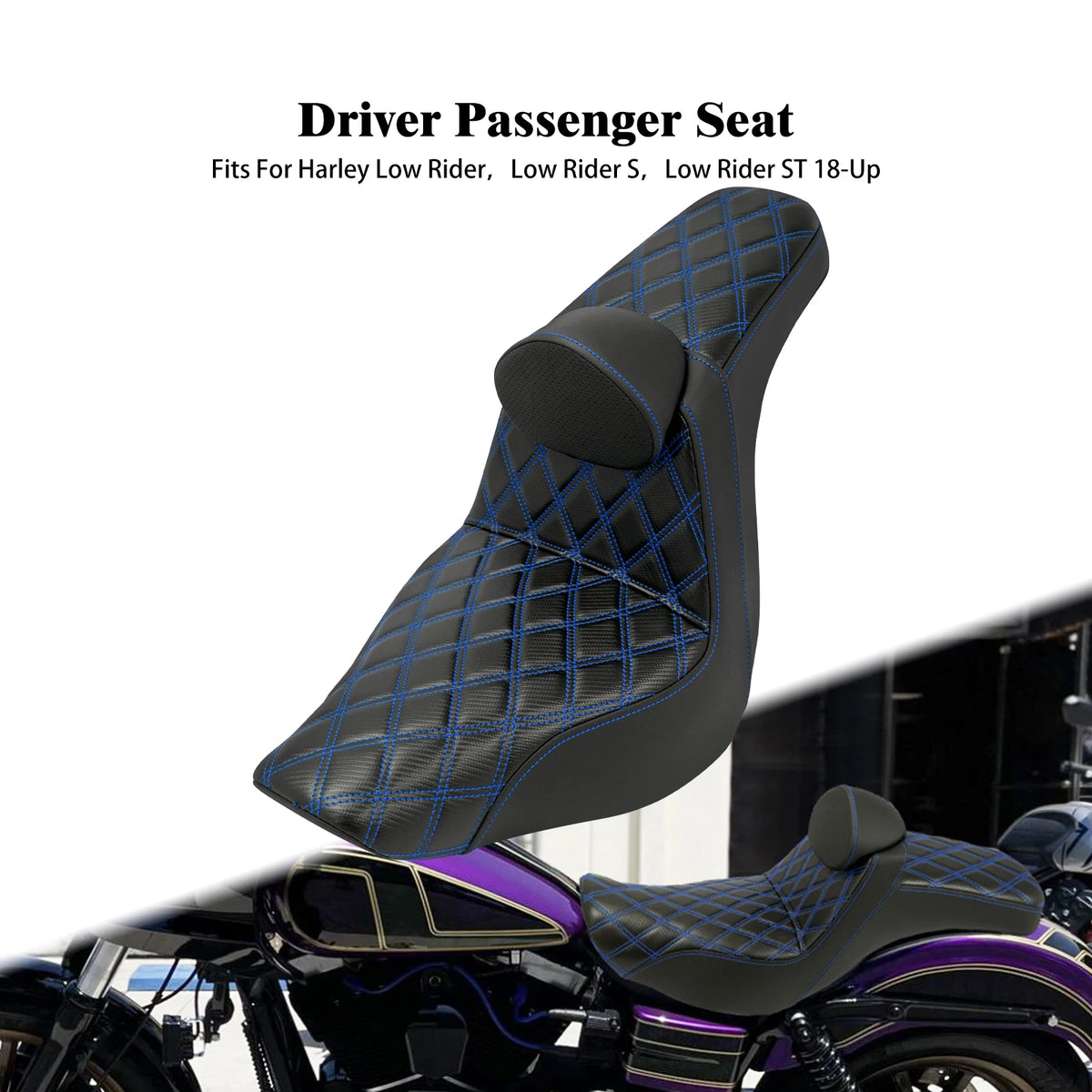 Selle biplace avec dossier pour moto Harley-Davidson Softail Low Rider - vue 8
