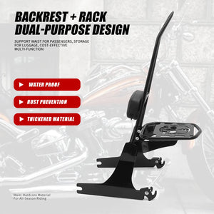 Sissy-bar dossier passager avec porte-bagages en acier noir pour Harley-Davidson Dyna FXDL - vue 4